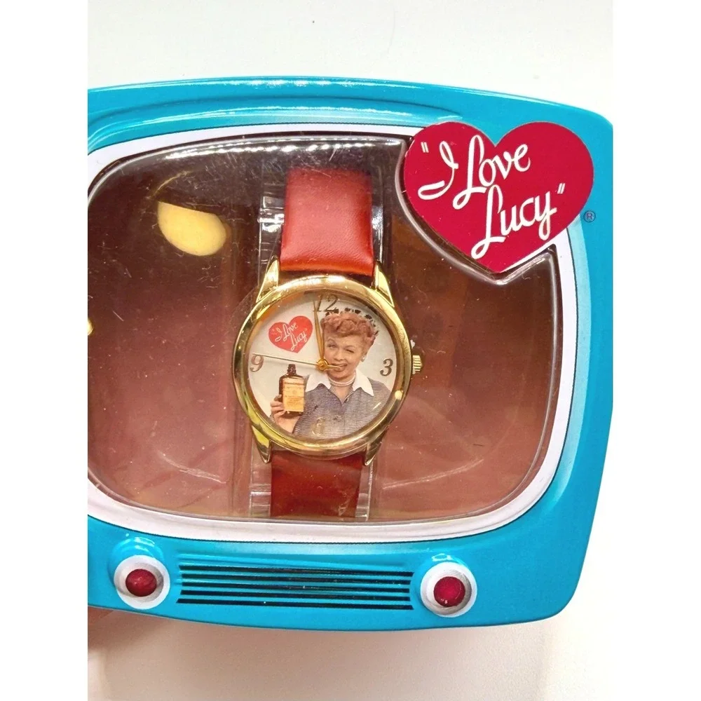 Avon Vintage  I Love Lucy Vitameatavegamin Watch Red Strap TV Collector Tin 2007